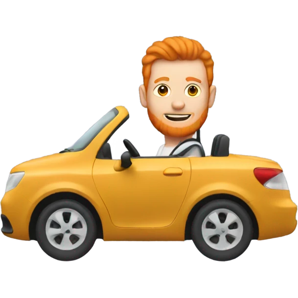 Ginger person driving car emoji
