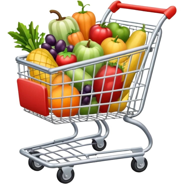 shopping cart silver with stuff emoji