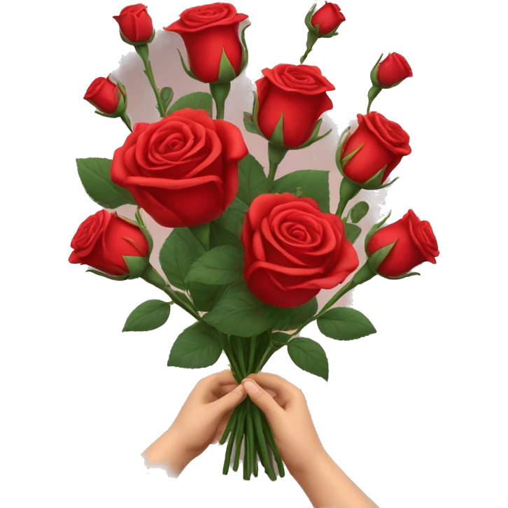 Red roses bouquet with givig hand  emoji