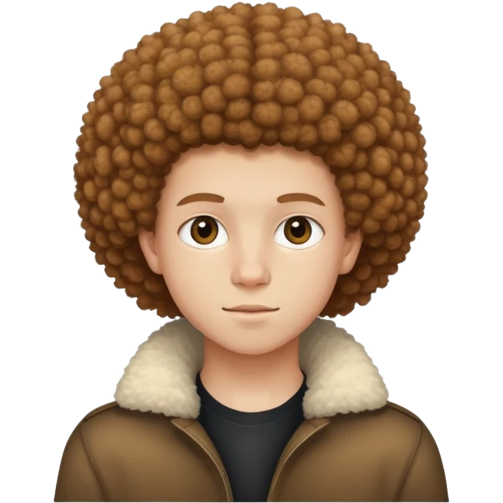 Adolescent européen avec des cheveux afro bruns clair emoji