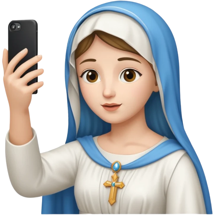 emoji della madonna vestita di BIANCO  con SCATTA UN SELFIE
 emoji