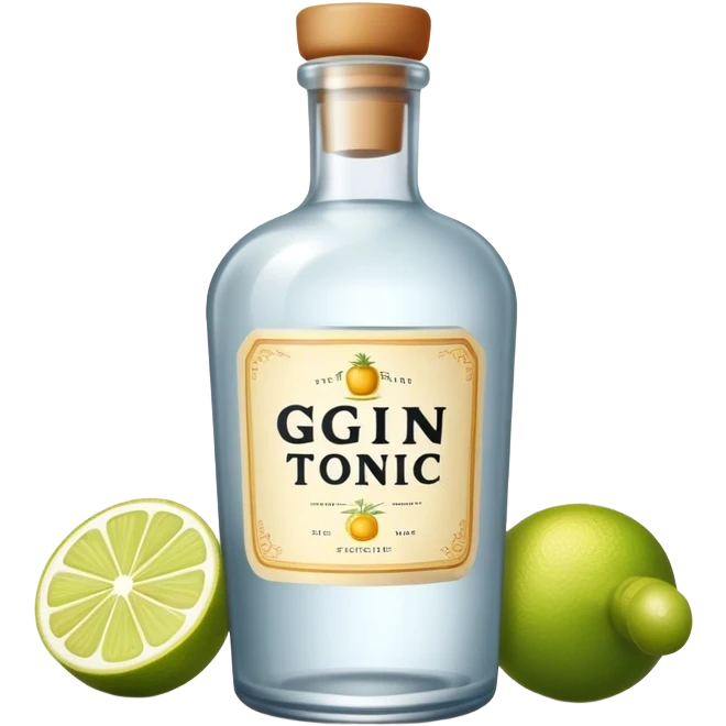 gin tonic bottle with label, fat bottle emoji