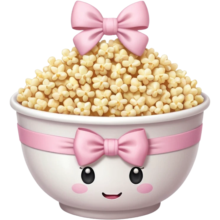 popcorn soft texture in white bowl with pink pastel bow not on top emoji