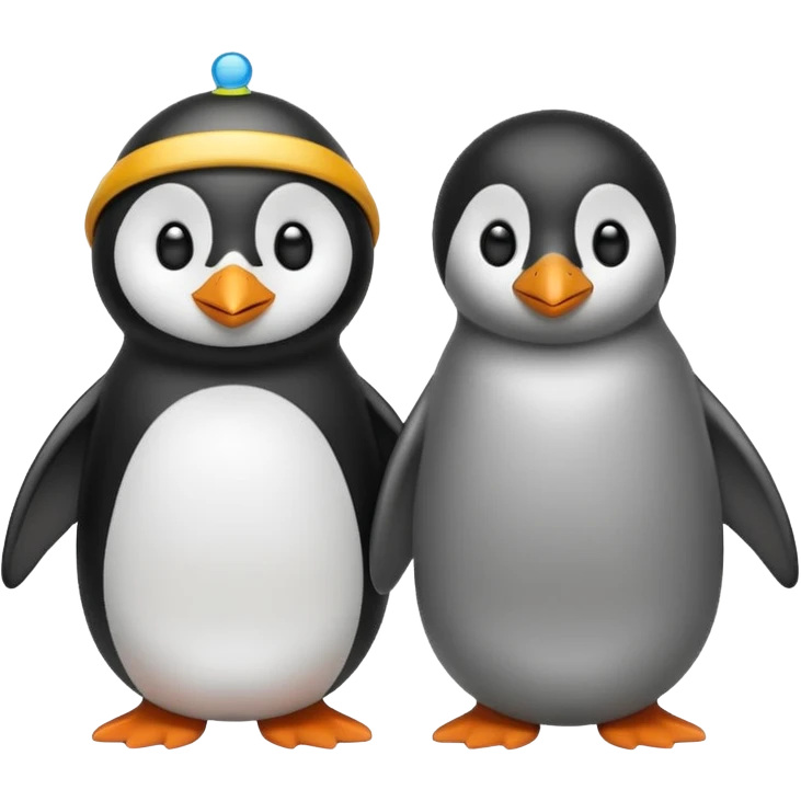 a penguin and a ringed seal clashing, emoji style emoji