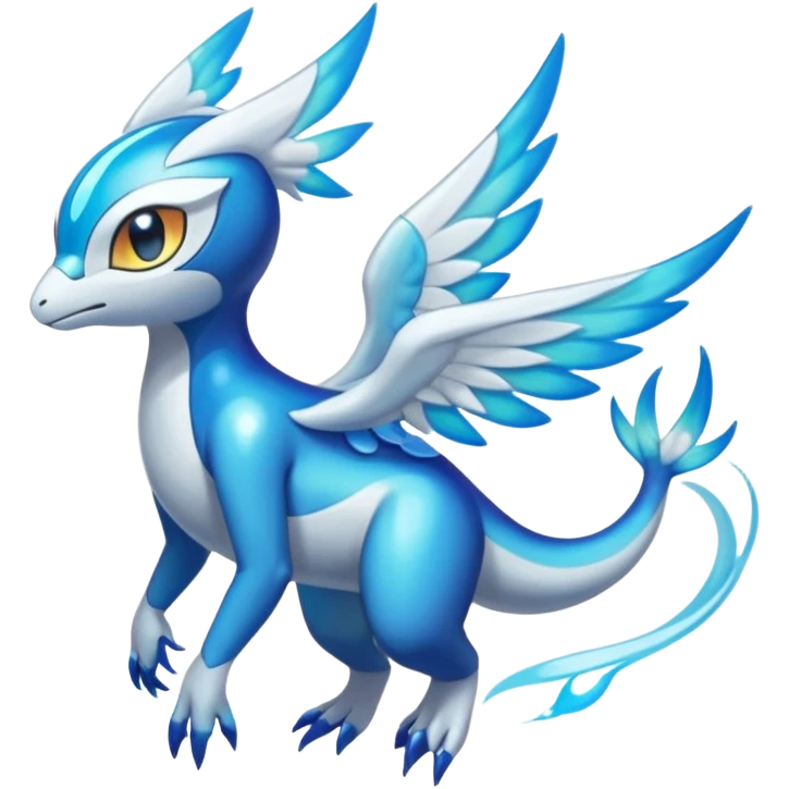 Angelic Divine Bioluminescent Translucent Luminescent Diaphanous Shiny Colorful Meloetta-Latias-Veemon-Wargreymon-Protogen-Fakémon-fusion-hybrid-creature emoji