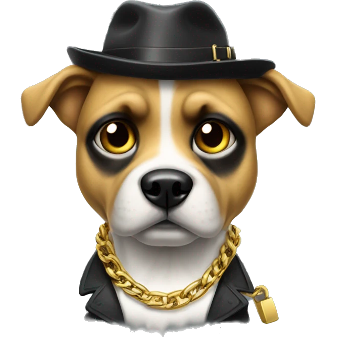 Gangster Dog with a gold chain saying puntos emoji