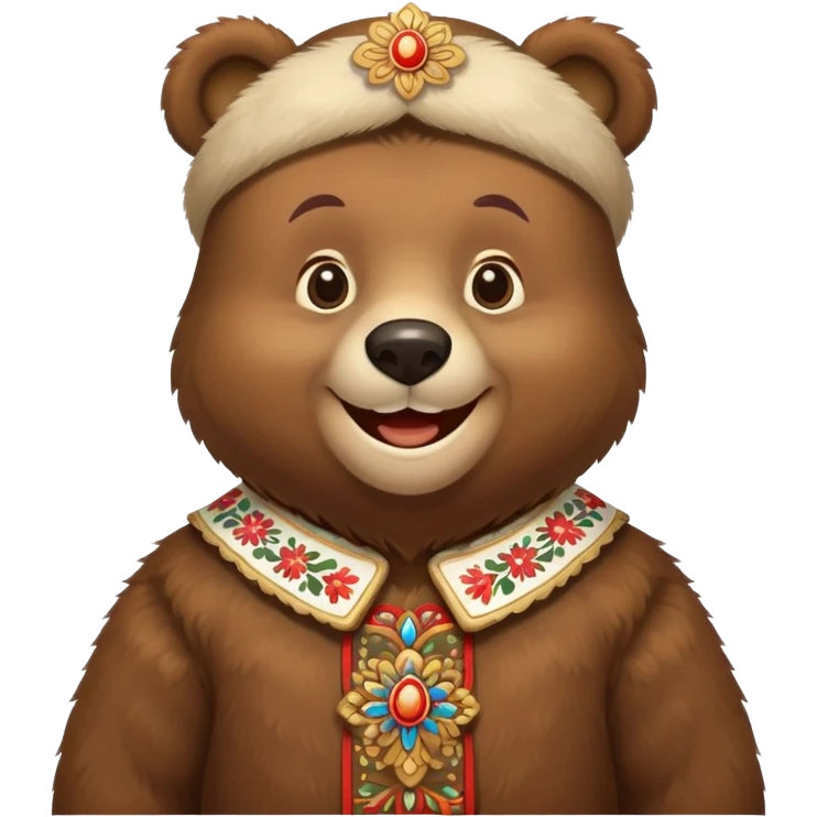 Cheerful bear in traditional Russian folk costume emoji