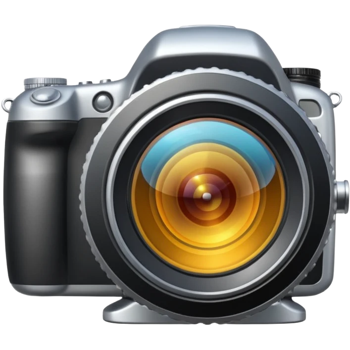 A simple camera lens, 3/4 view, no face emoji