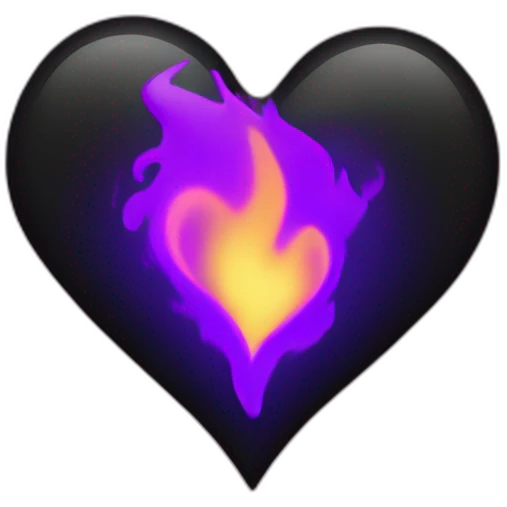 Black heart Burns in purple fire emoji