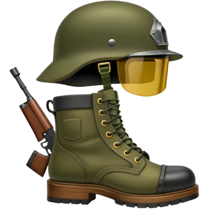 Military rifle boots helmet  emoji