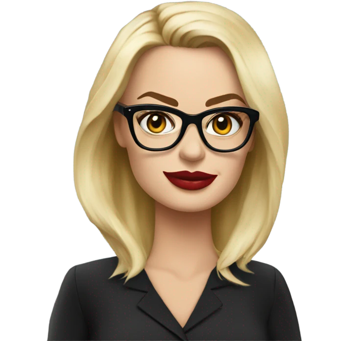 margot robbie secretary wearing black glasses  emoji