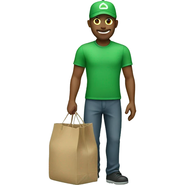 man in green delivery bag emoji