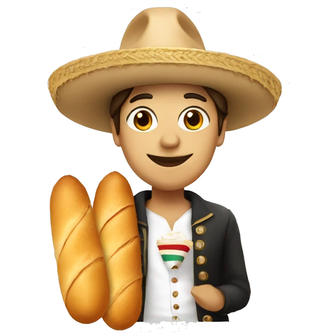 parisian with mexican hat and a baguette emoji