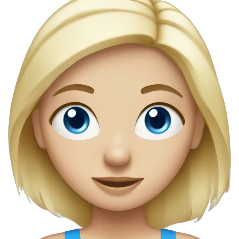blonde girl with blue eyes in pilates emoji
