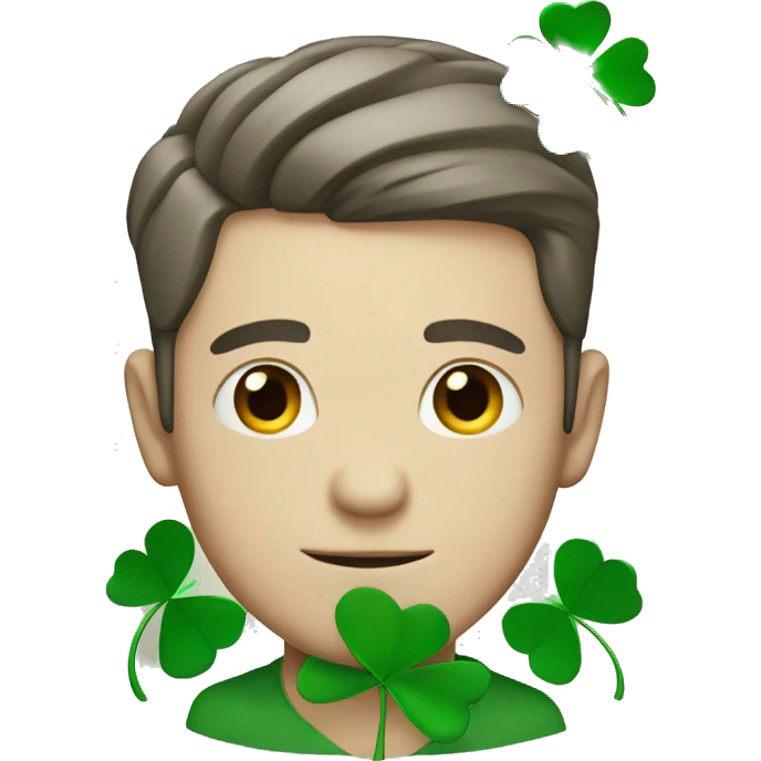 white man with four leaf clover emoji