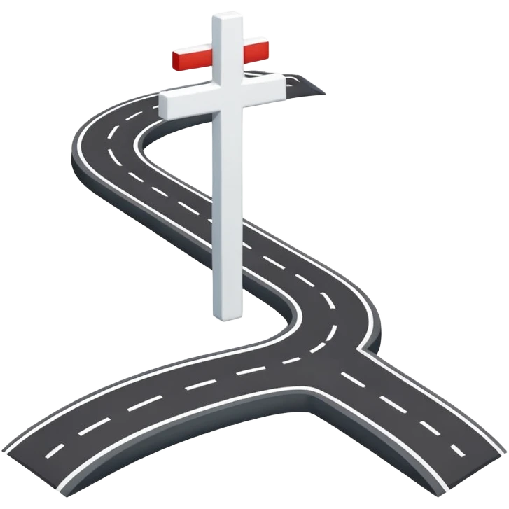 White cross with the letter s integrated that looks like a road or path emoji