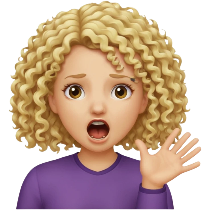 Emoji di ragazza bionda riccia che urla ma non è spaventata e mette una mano in faccia emoji
