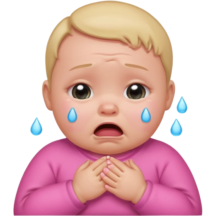 a portrait of crying baby , wearing pink clothes emoji