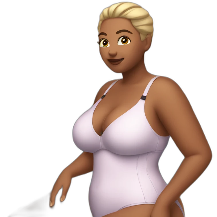 Slim-Thicc caucasian woman swimsuit posing emoji