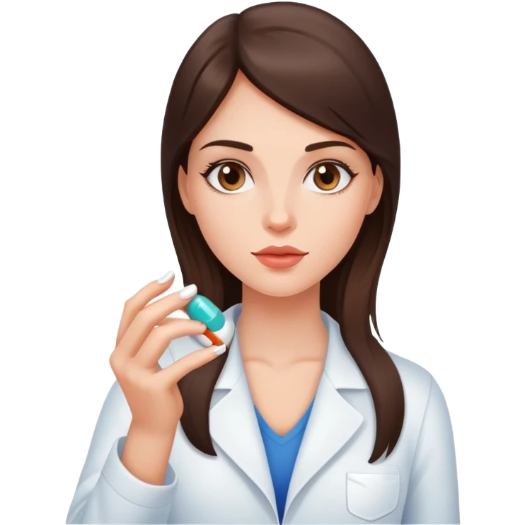 Beautiful fit brunette girl taking pills  emoji
