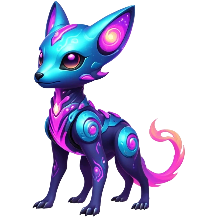 Epic Edgy Cute Colorful Nebula Modern Futuristic Vernid-Protogen-creature-animal, full body emoji