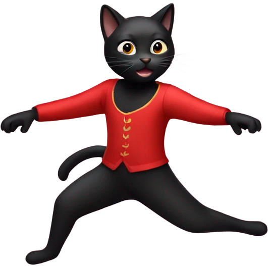 Black cat dancing ballet in red clothes emoji