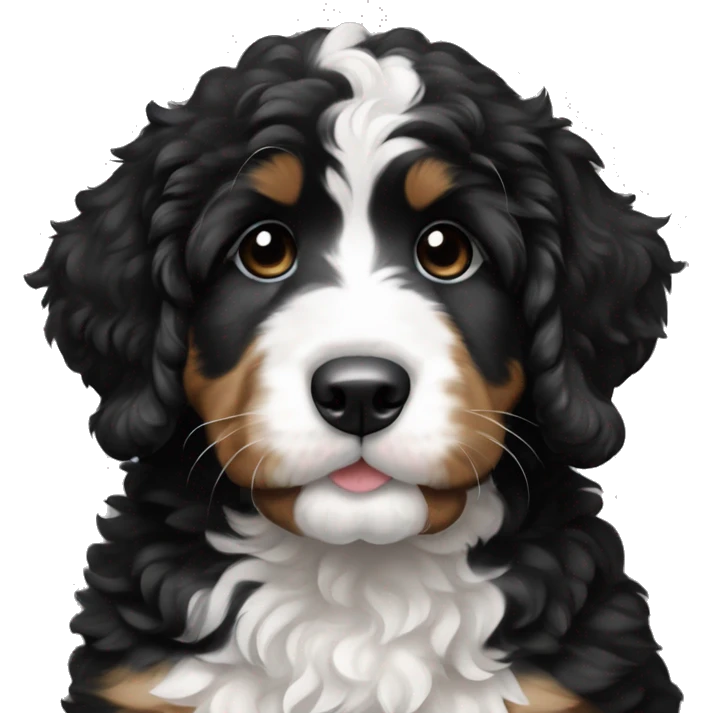 Black and white bernedoodle puppy emoji