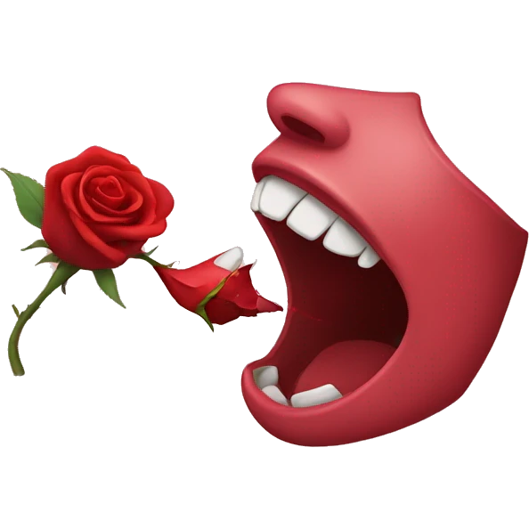 emoji biting a rose, romantic, iphone emoji emoji