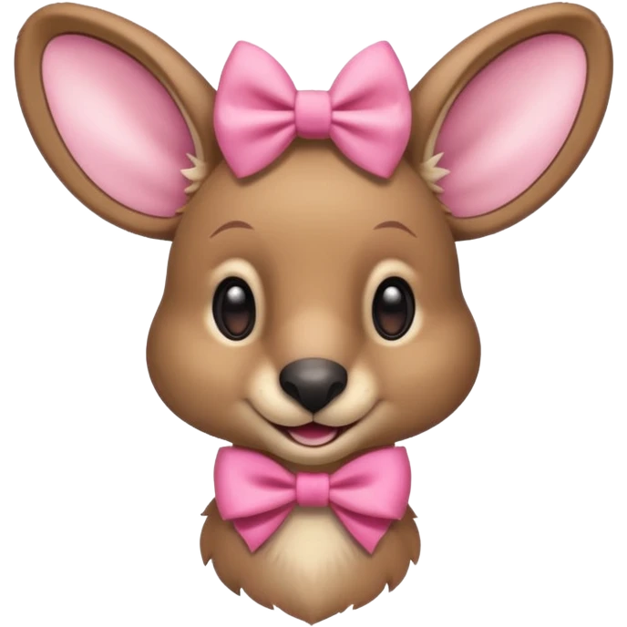 Cute Kangaroo with pink bow on ear emoji