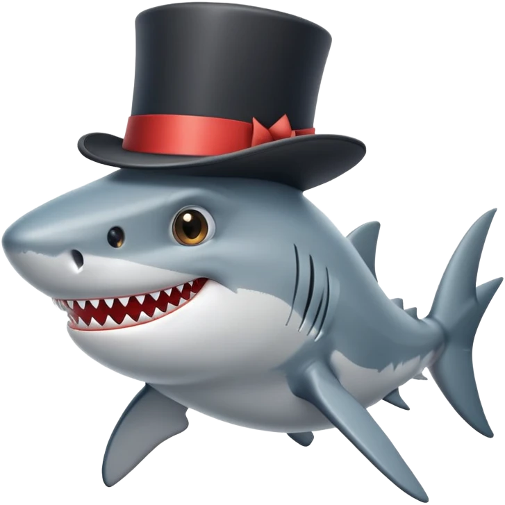 Shark with a top hat emoji