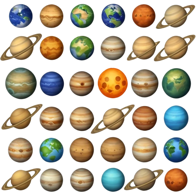12 planets emojis I need a labeled and a ine for each planet :mercury, Venus , earth , mars, Jupiter Saturn, Neptune, Pluto, Uranus  emoji