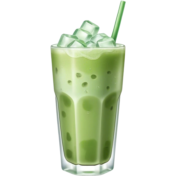 iced matcha latte with ice cubes pale green emoji