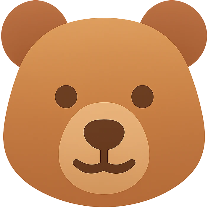 bear, flat color icon style, bold shapes, minimal shading, friendly expression emoji