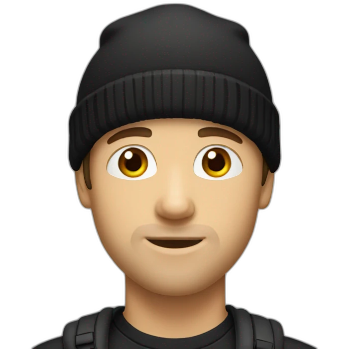 white guy with black beanie hat and stubble emoji