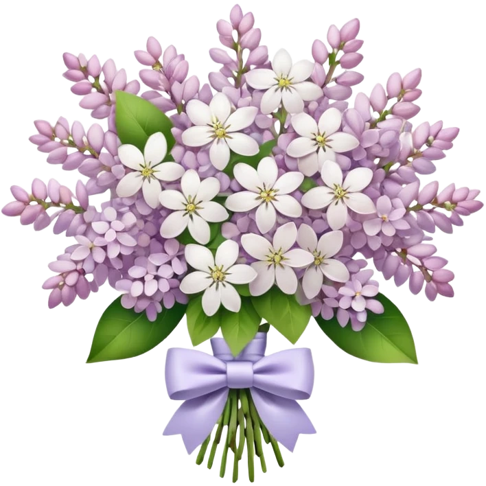 White   lilac flower bouquet with a bow tie emoji