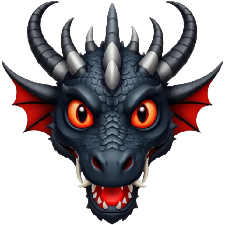 A black dragon with red brillants eyes, great black horns who say hi. emoji