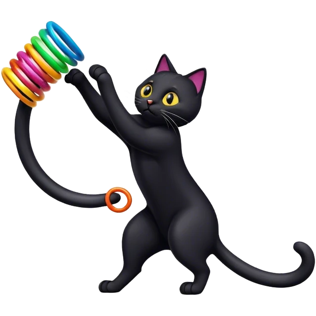 black cat with spring toy emoji