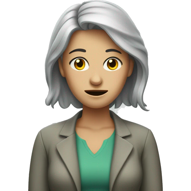 A lady that has worked a lot, stressed, not happy, greyish/greenish face color, depressed kinda girl emoji