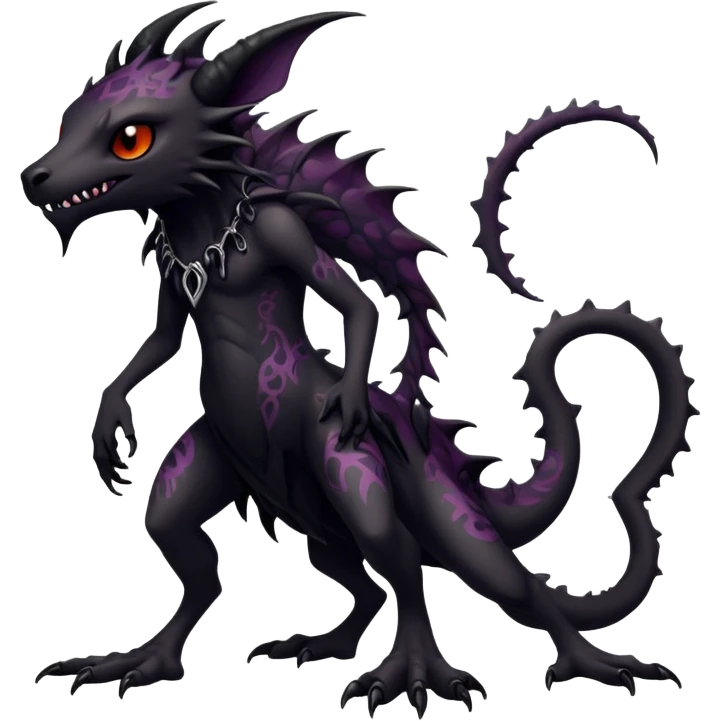 a dark gothic gloomy edgy vernid-fionbri-creature with splash patterns full body emoji
