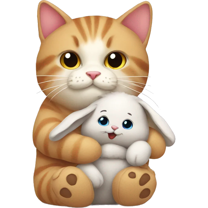 Cat with stuffed bunny emoji