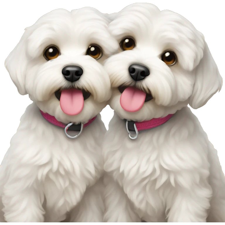 Two malti-poo dogs kissing each other emoji