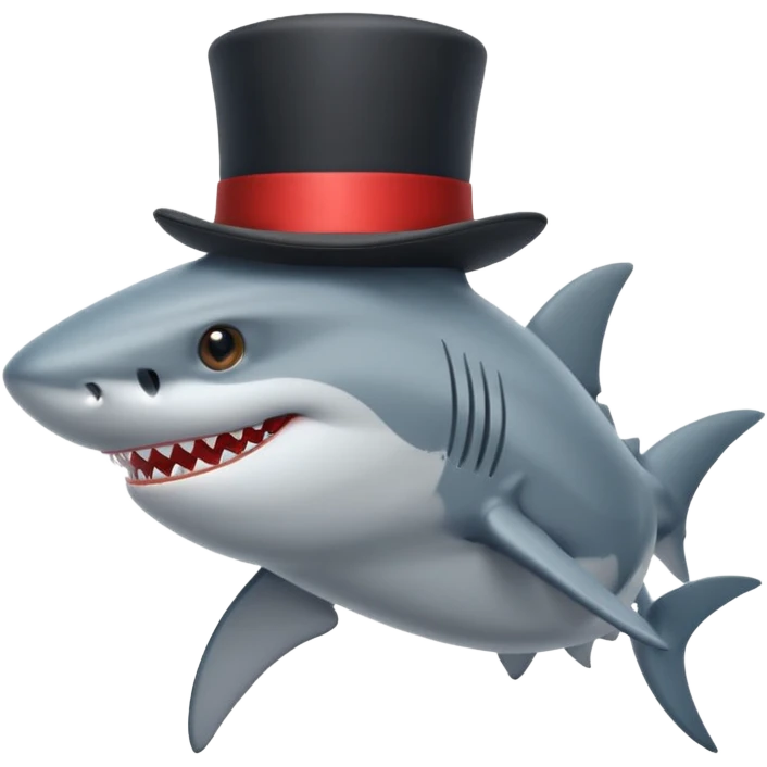 Shark with a top hat emoji