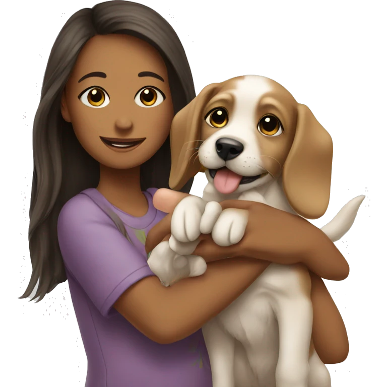 Puppy with girl emoji