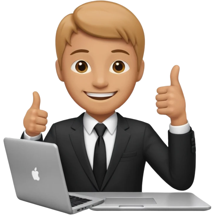 working laptop person suit happy thumbs up emoji