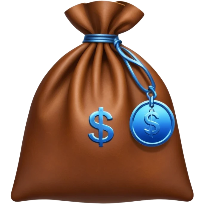 brown money bag with a blue coin  emoji