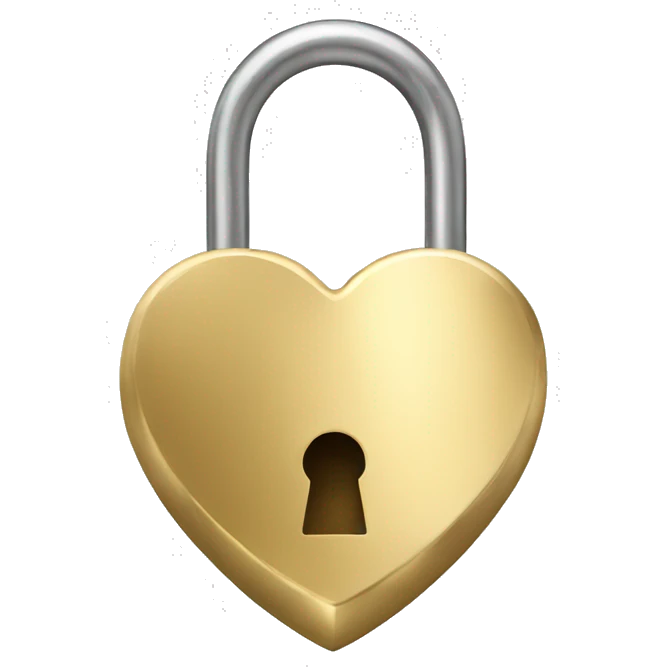 Gold heart shaped padlock emoji