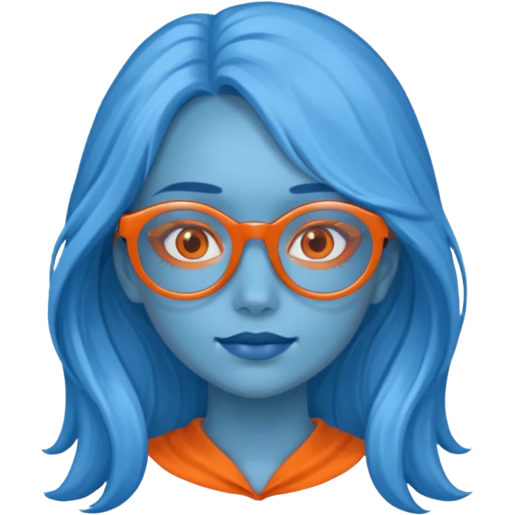 blue skinned orange glassed long haired girl emoji