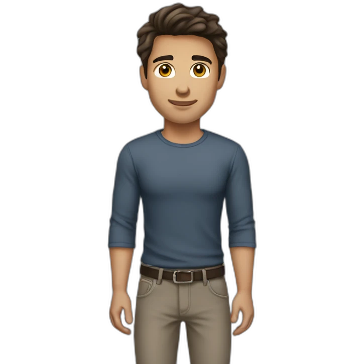 brunette man medium hair clean shaven emoji
