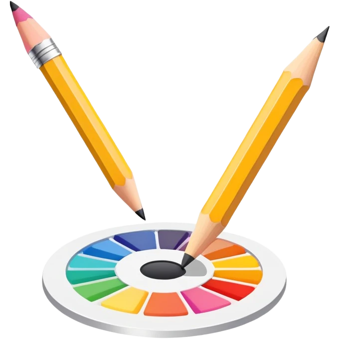 digital graphic template with a pencil, crop icon, and color palette tools around it emoji