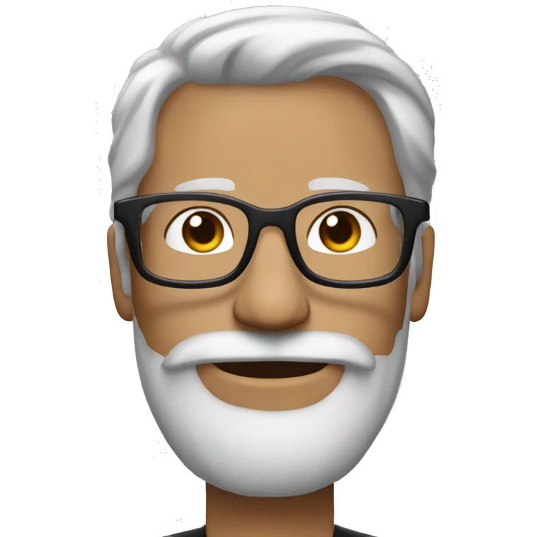 Tall guy with grayish hair, acetate black rim glasses and salt and pepper beard  emoji